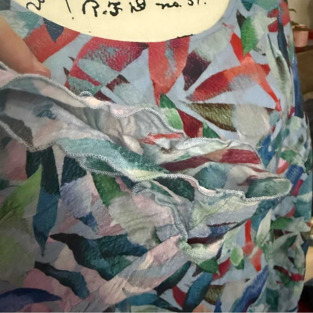 Soft Surroundings Colorful Abstract Short Sleeve Top - Picture 5 of 8